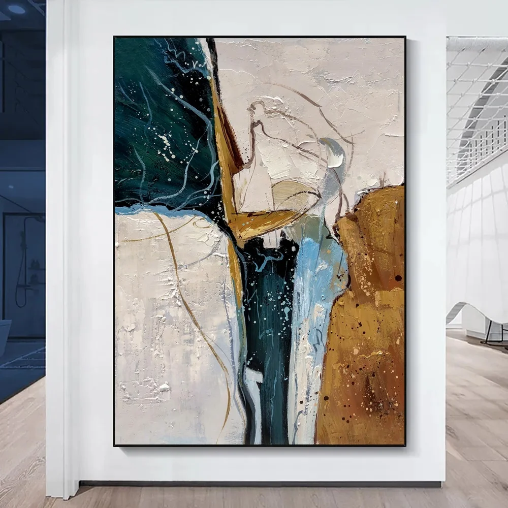 Handpainted Extra Large Wall Art Decor Modern Art Acrylic Gold Foil Abstract Oil Painting On Canvas