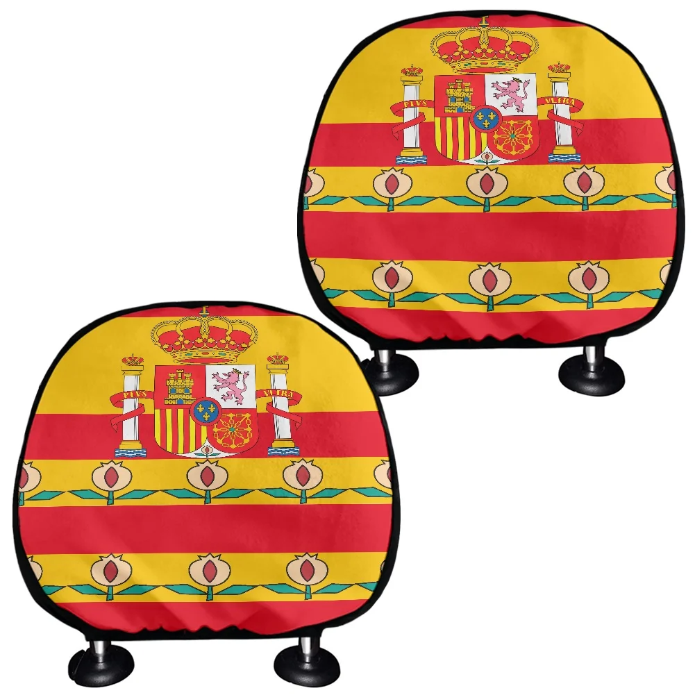 Spain flag design car headrest skin covers Stretch Simplicity car seat headrest covers High Quality Durable logo headrest cover