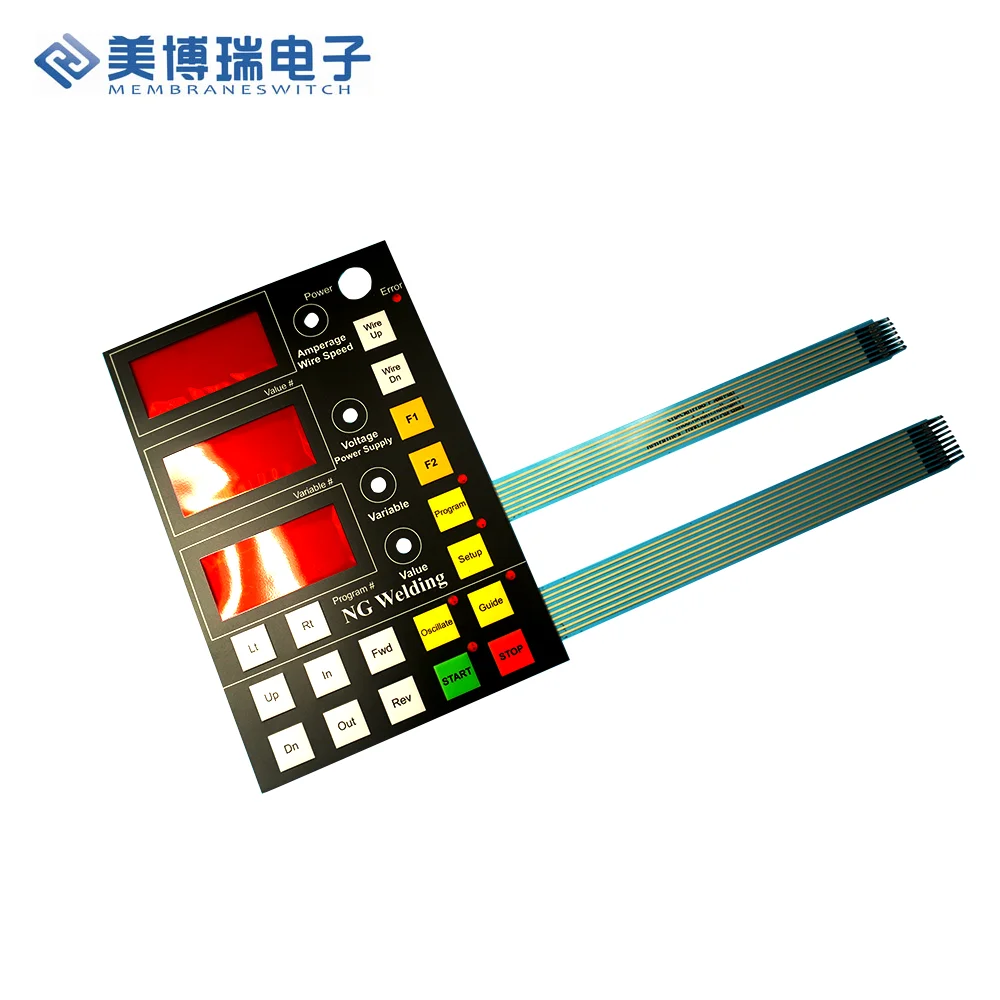Slightly embossed flat membrane switch conductive keypad keyboard with circuit for outdoor use