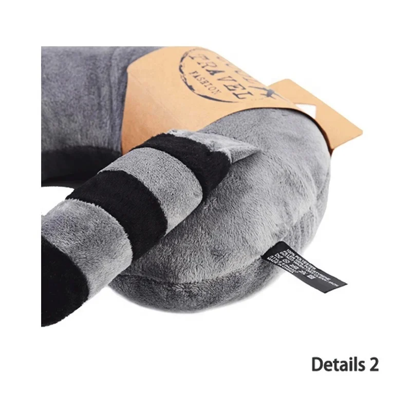 Cute Cartoon Raccoon Animal Cotton Plush U Shape Neck Pillow Travel Car Home Office Nap Animal Tiger Pillow Health Care Pillows