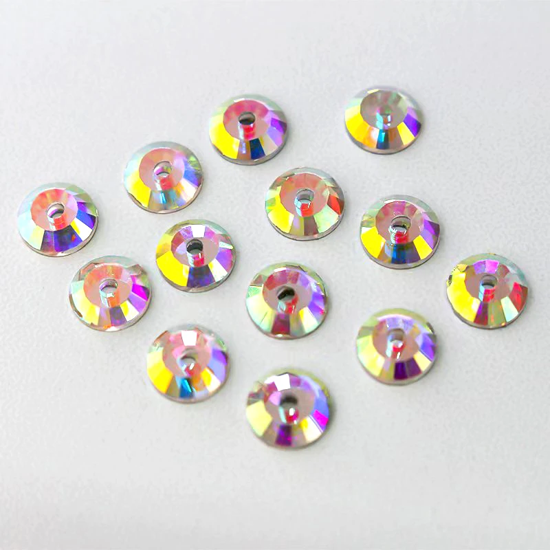 Bulk 6A middle hole Flat back crystal strass  rhinestone glass  single hole  for garment bridal dress labrador silver