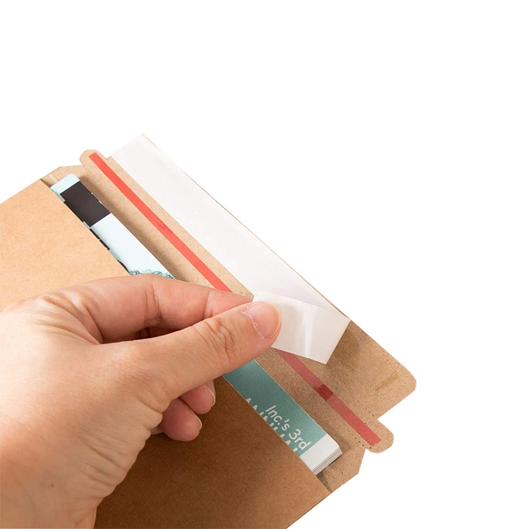 Self Adhesive 7x9 Inch Custom Printing Rigid Document Kraft Mailer Mailing Envelope For Photos