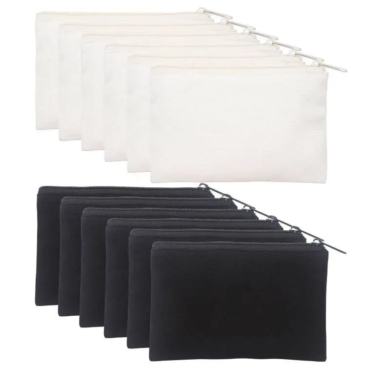 
Canvas 3 Sizes Printed Travel Cotton Cosmetic Bag Toiletry Pouches For Cosmetics Blank Make up Bag With Zip 