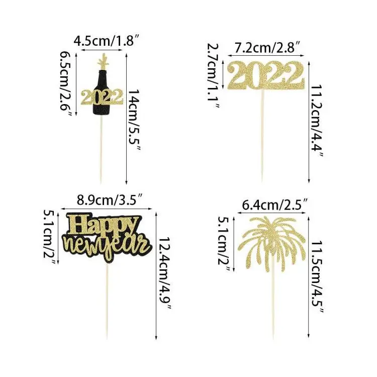 Diy Happy New Year Cup Cake Topper Cake Picks Flag For Eve Birthday Christmas Party Decoration Cake Decorating Supplies