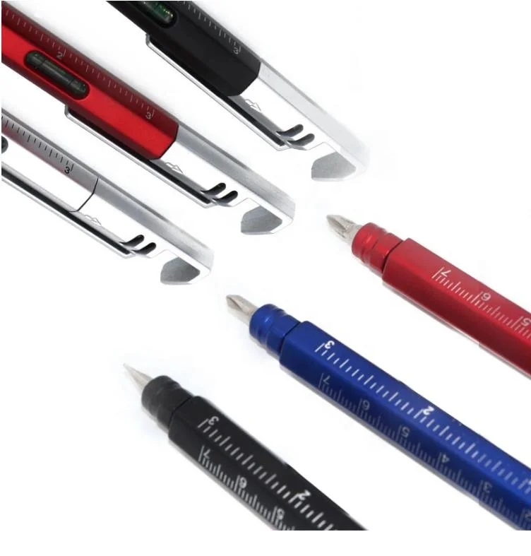 8 in 1 Multitool Tech Tool Pen with Ruler, Levelgauge, Ballpoint Pen and Pen Refills, Unique Gifts for Men