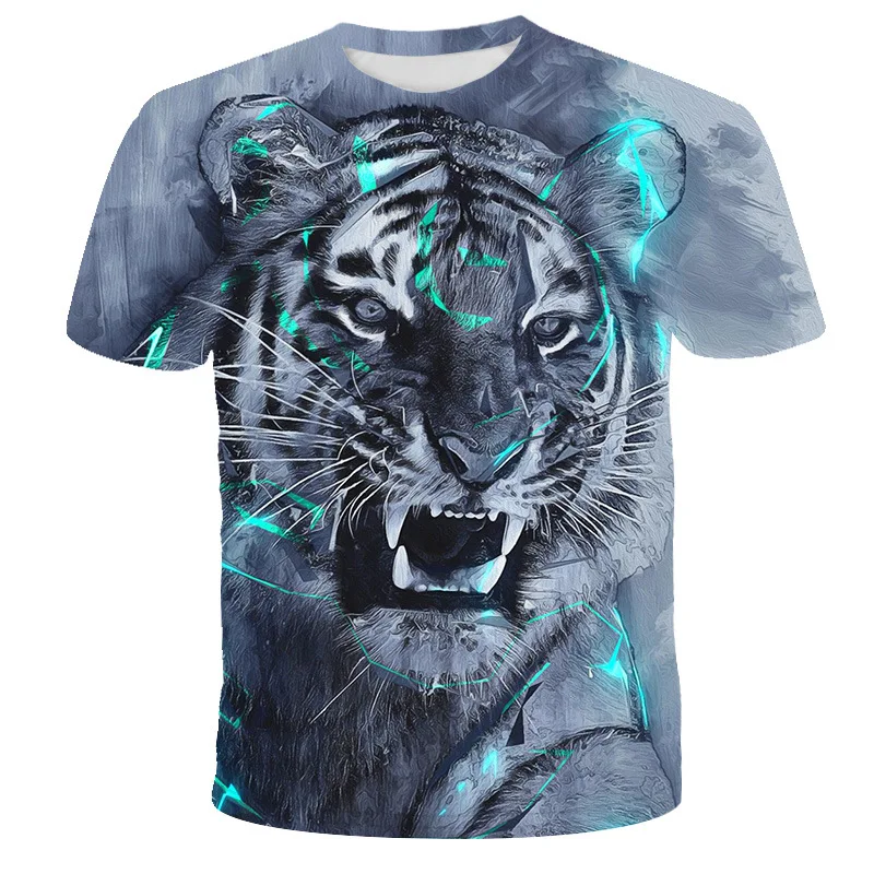 deep   men    plus size handsome  tiger lion    3d print t shirt  man  kid  animal  short sleeve 3D  t  shirts