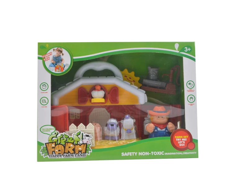 2021 New design Learning Toy Farm Animals Figures Play set & Barn House Fence,Milk Station,Included Farmers,Pig,Cow Hen & Sheep