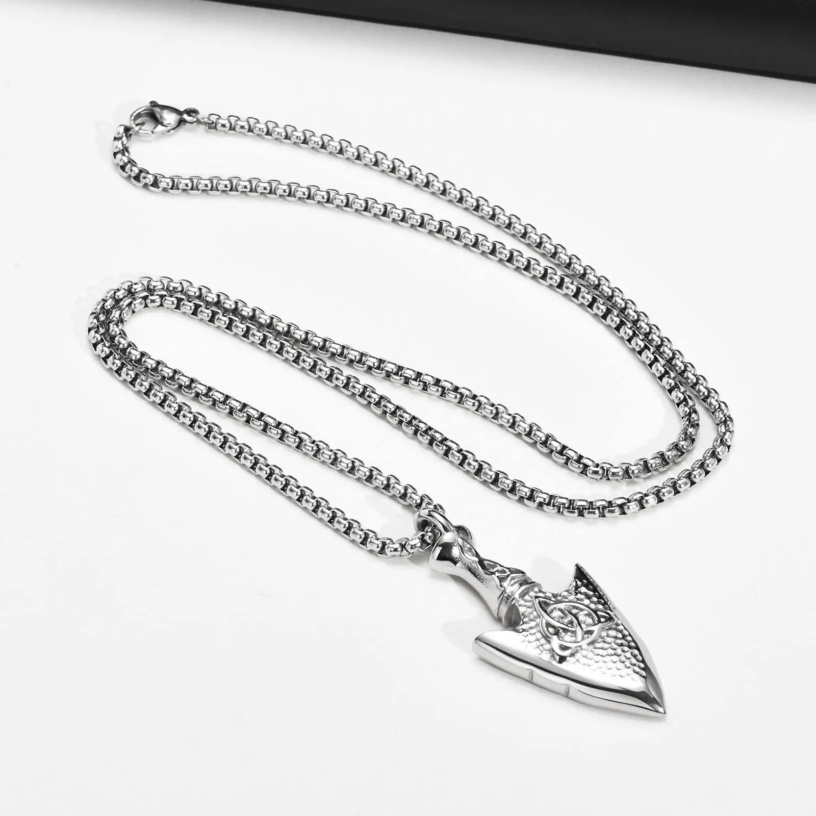 TG Arrowhead Viking Eye of Horus Cross Triangle Celtic Knot Stainless Steel Black Gold Silver Pendants Necklaces Chain for Men