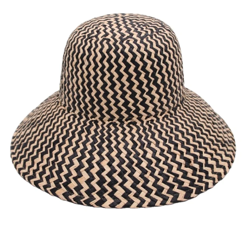 ND032  Handmade Raffia Straw Hat Body Wide  Brim Bodies Outdoor Beach Sombrero Hats Summer Sun Cap