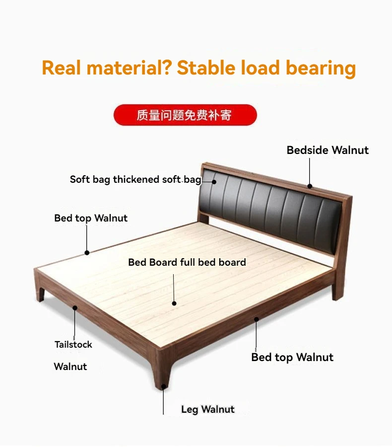 2024 YOUTAI Modern Solid Wood Frame Bed Wooden king Queen Size Customized Beds with Bedside Table Bedroom Home Furniture Set