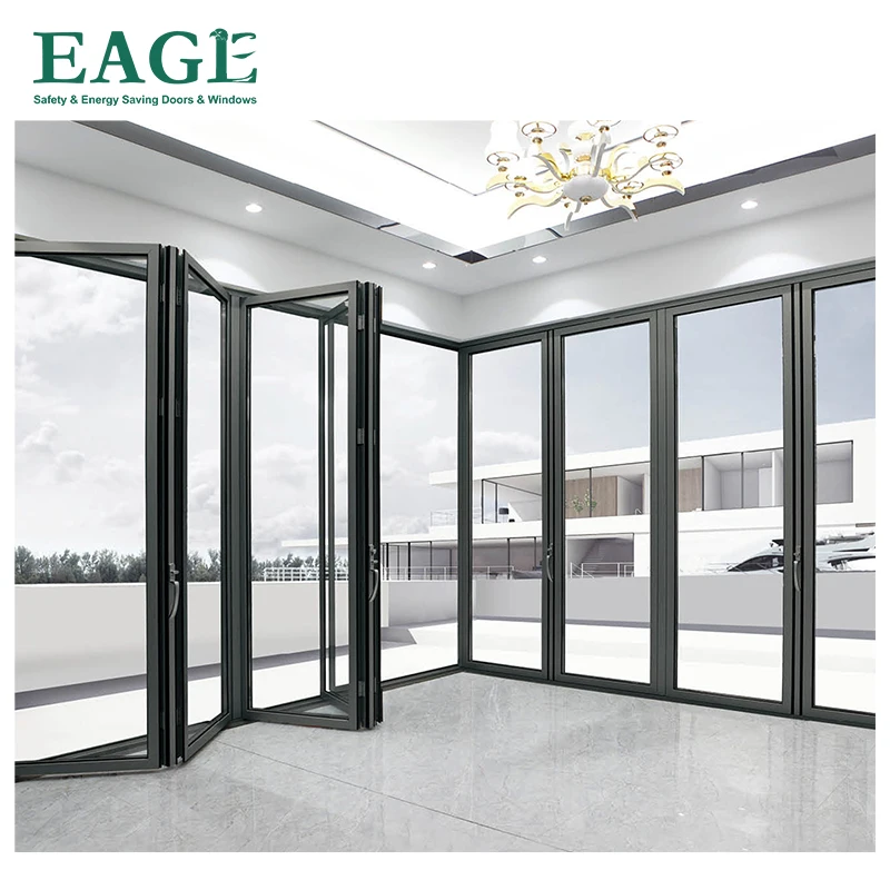 96 x 80 Aluminium Folding Glass Wall Wholesale exterior Patio High Track Bifold Doors aluminum Folding glass door Accordion Door