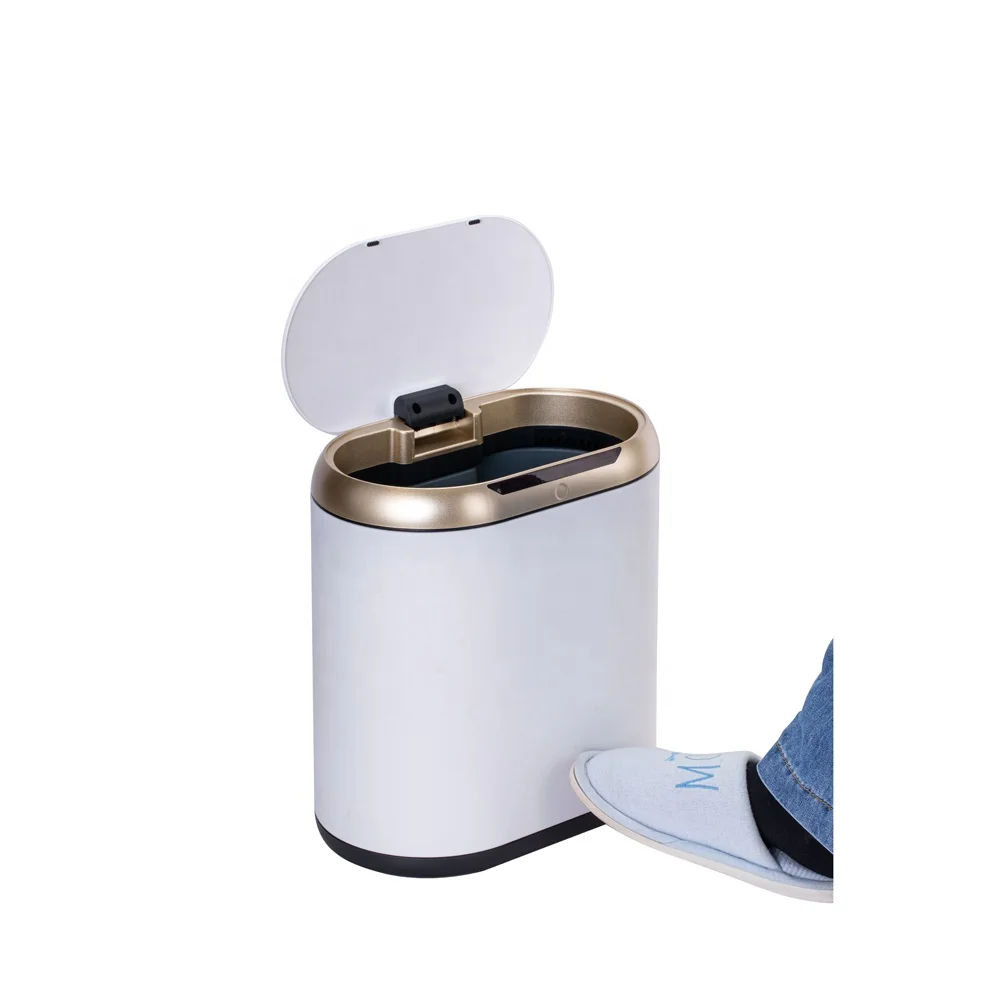 9L 12L Intelligent Automatic Save Energy Big Oval Trash Can Pedal Kitchen Waste Bin Office Hotel Smart Sensor Dust Trash Bin