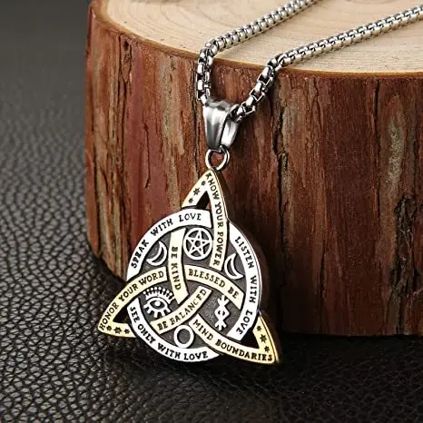 Protective Amulet Jewelry Necklace Viking Witch Celtic Knot Pendant Necklace for Women Men Moon and Sun Viking Jewelry Pendant