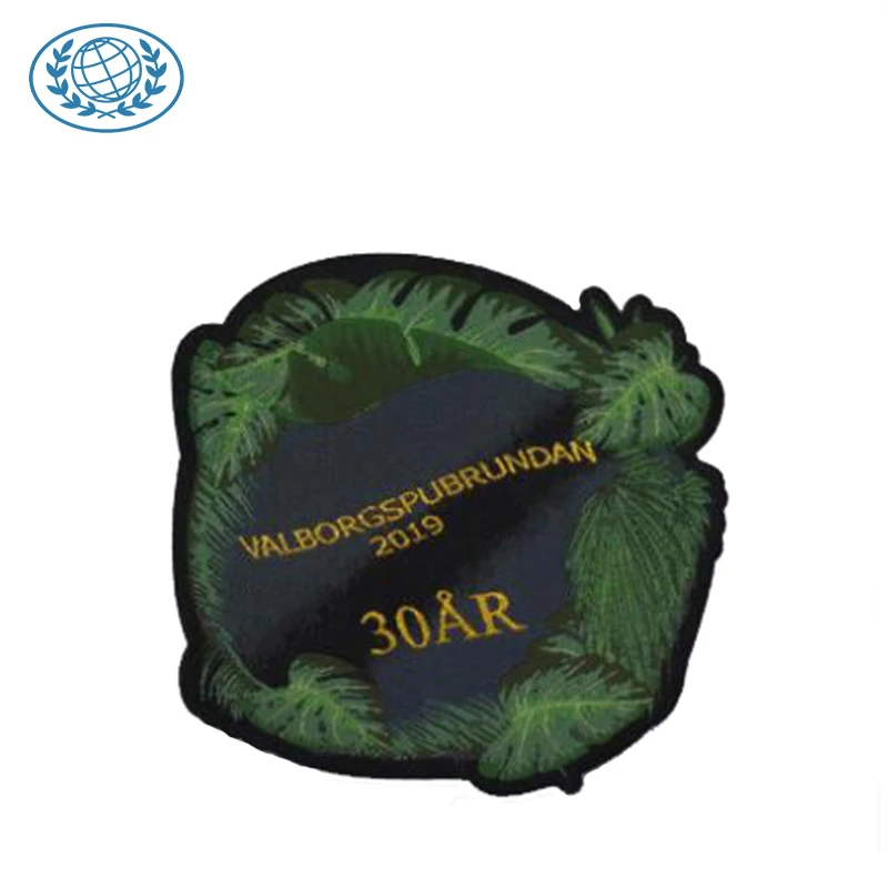 
Wholesale Cheap woven label patch Private custom leaf patch for garment clothing woven label l with metallic threadl 