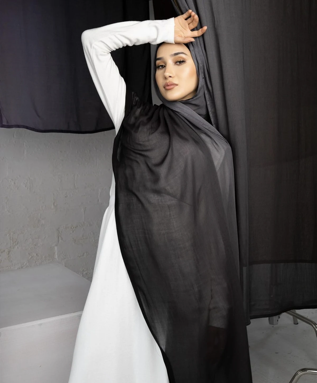 2024 new ombre print double stitches rayon hijab soft breathable viscose cotton scarf woven modal hijabs tudung women shawl