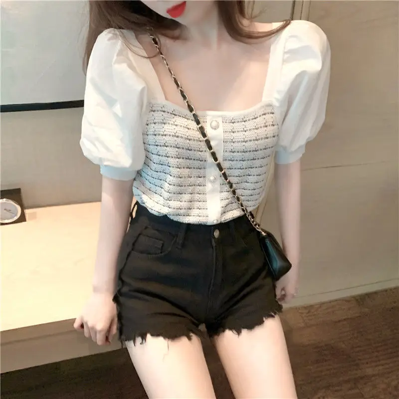 2022 new Fashionable Women Summer Short Sleeve Beaded T Shirt Ladies Simple Design Casual Tops