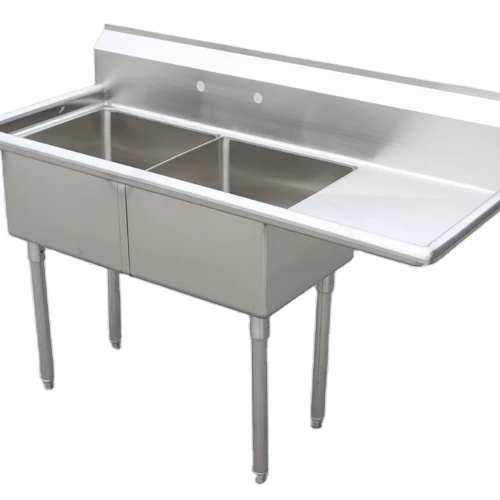 
Factory supply YLBL2T181818R Sink with drainboard/ NSF style and CAS style double compartment stainless steel sink 