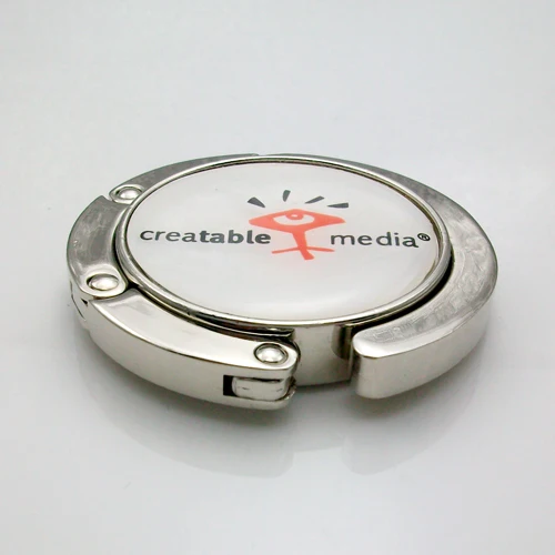 Promotion Folding Purse Bag Hanger Customized Logo Adjustable Square or round Shape Alloy Zinc Material for Handbags Handles