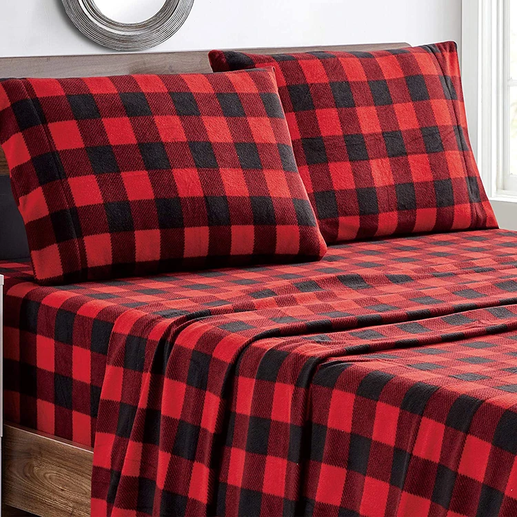 China Manufacture Soft Winter Queen Size Plush Polar Fleece Bed Sheet Bedding Set