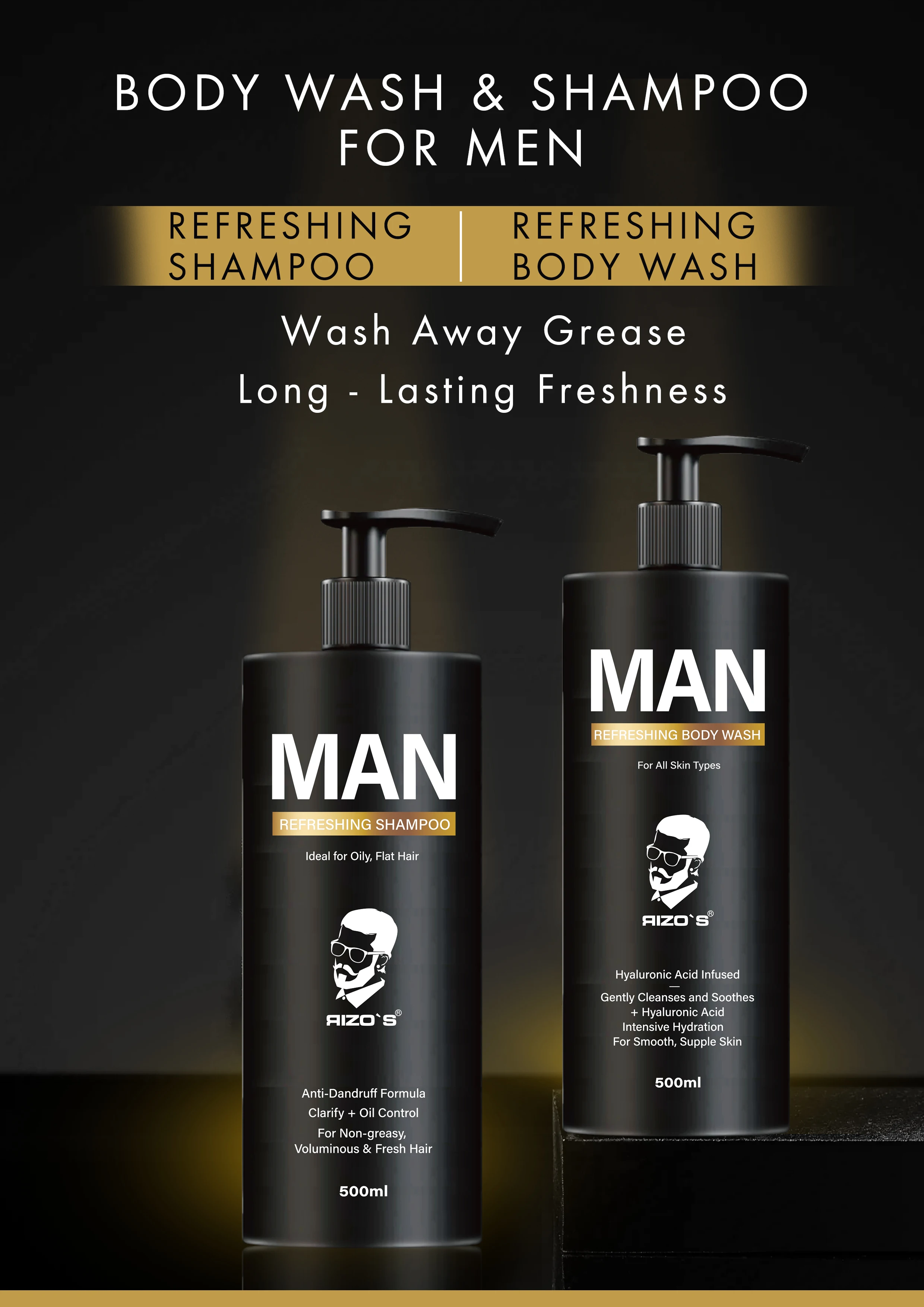 RIZO Private Label Organic Ingredient Home Use Hair Care Men Clarify Oil Control Refreshing Hair Shampoo