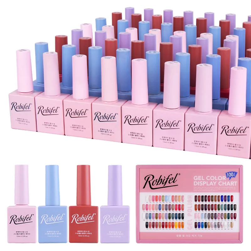 Robifel China Manufacturer Soak Off 15ml UV Gel Polish Set Free Sample Professional Salon Nails Private Label