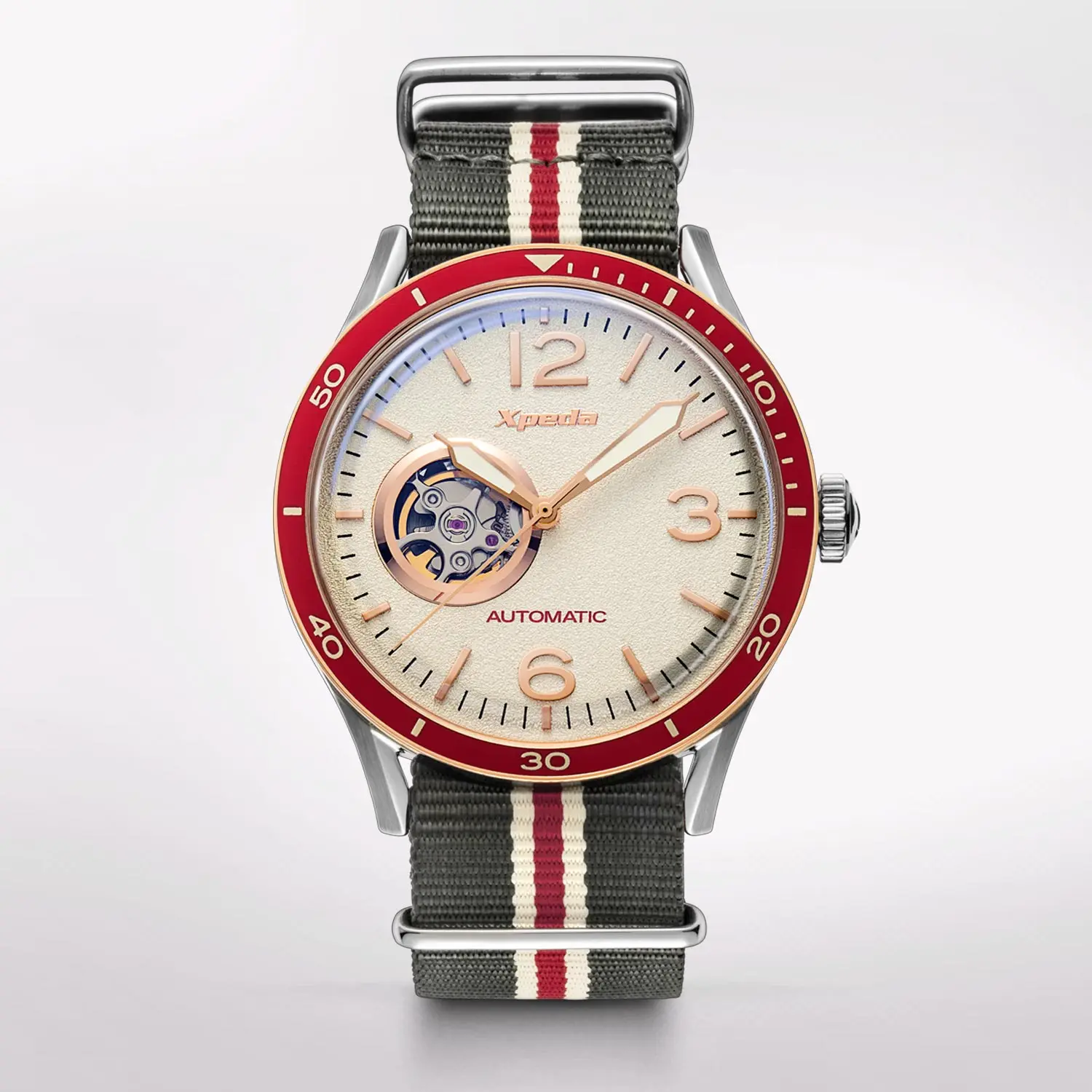 Timebox TC807C1 stainless steel automatic mechanical trend design waterproof nylon strap luxury wrist pilot watch for men