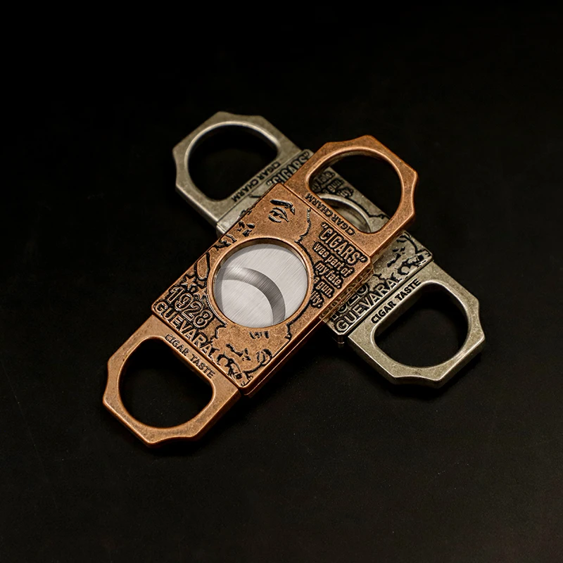 Classic Cigar Knife Gold Silver Zinc Alloy Double Cut Blade Cigar Cutter