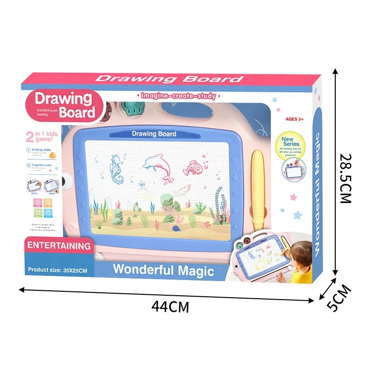 
Educational Pattern Stamp Fish Shape Learning Writing Magnetic Drawing Board Toy For Children 