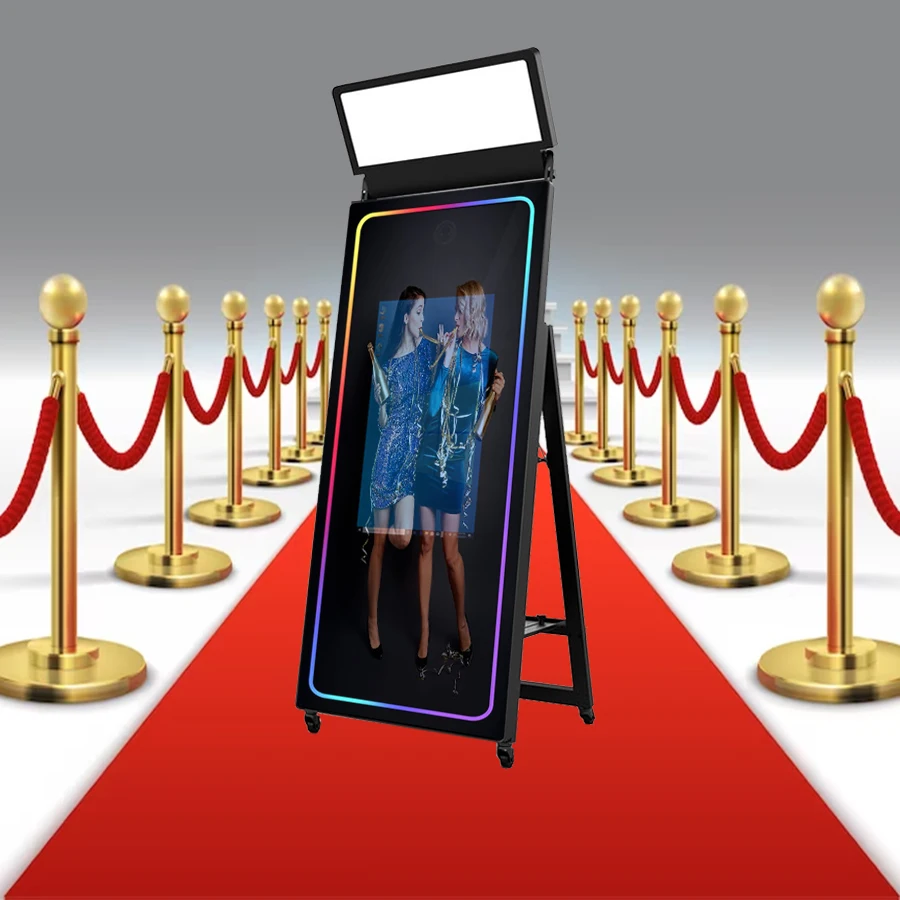 Newest Mirror Photo Booth Machine Led Frame Magic Mirror Photo Booth Mirror Photo Booth With Printer Case Transport