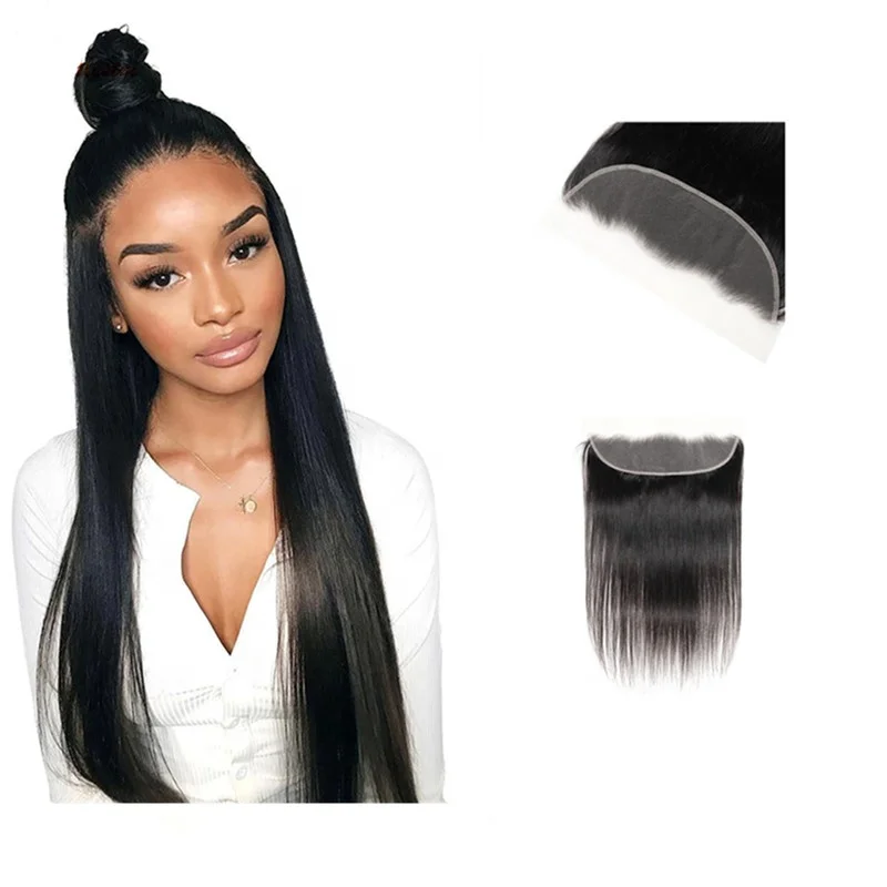 Bone Straight Raw Human Hair Lace Frontal 13x4 HD Lace Closure With Baby Hair Bleached Knotted Transparent Lace Frontal Vendor