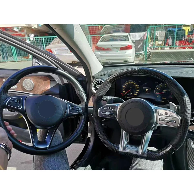 Custom auto accessories For Mercedes-Benz AMG GL W166 G500 leather real carbon fiber steering wheel