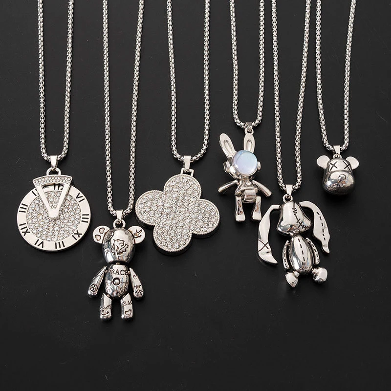 Wholesale Fashion Simple Titanium Steel Clavicle Rabbit Necklaces Cool Hip Hop Timepiece Bad Bunny Necklace For Men Women