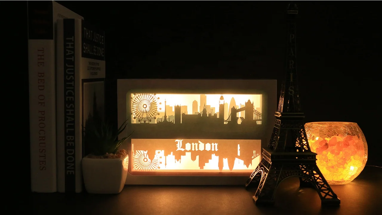 LONDON Ferris wheel Paper Lightcut Box Light Paintings Family Gift Paper Lantern 3D