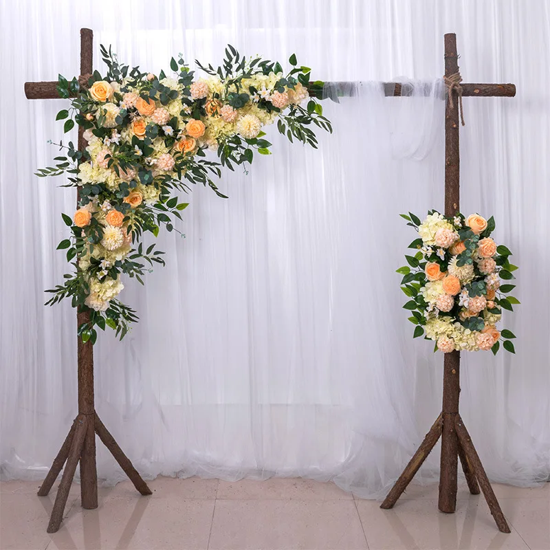 O-X738 Wedding Home Party Decor Floral Triangle Flower Stand Swag Stage Backdrop Silk Arch flower Runner for wedding decoration