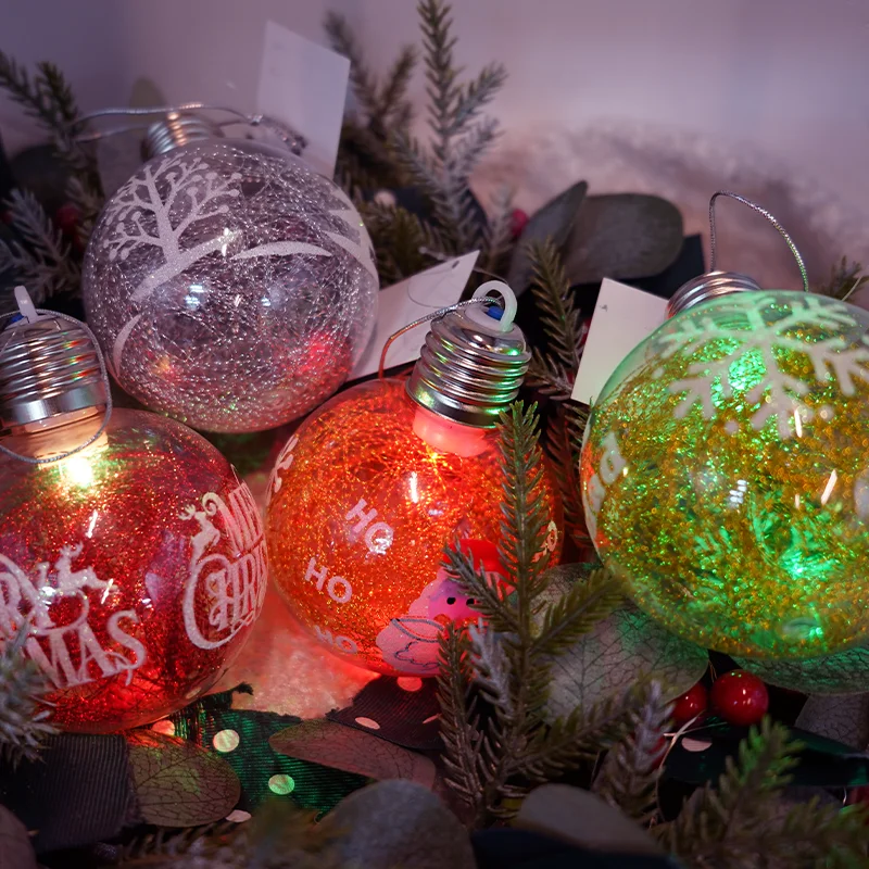 KG Xmas Exclusive Design bolas de natal 8cm Advanced Clear LED Christmas Bauble Hand-painted Transparent Fillable Christmas Ball