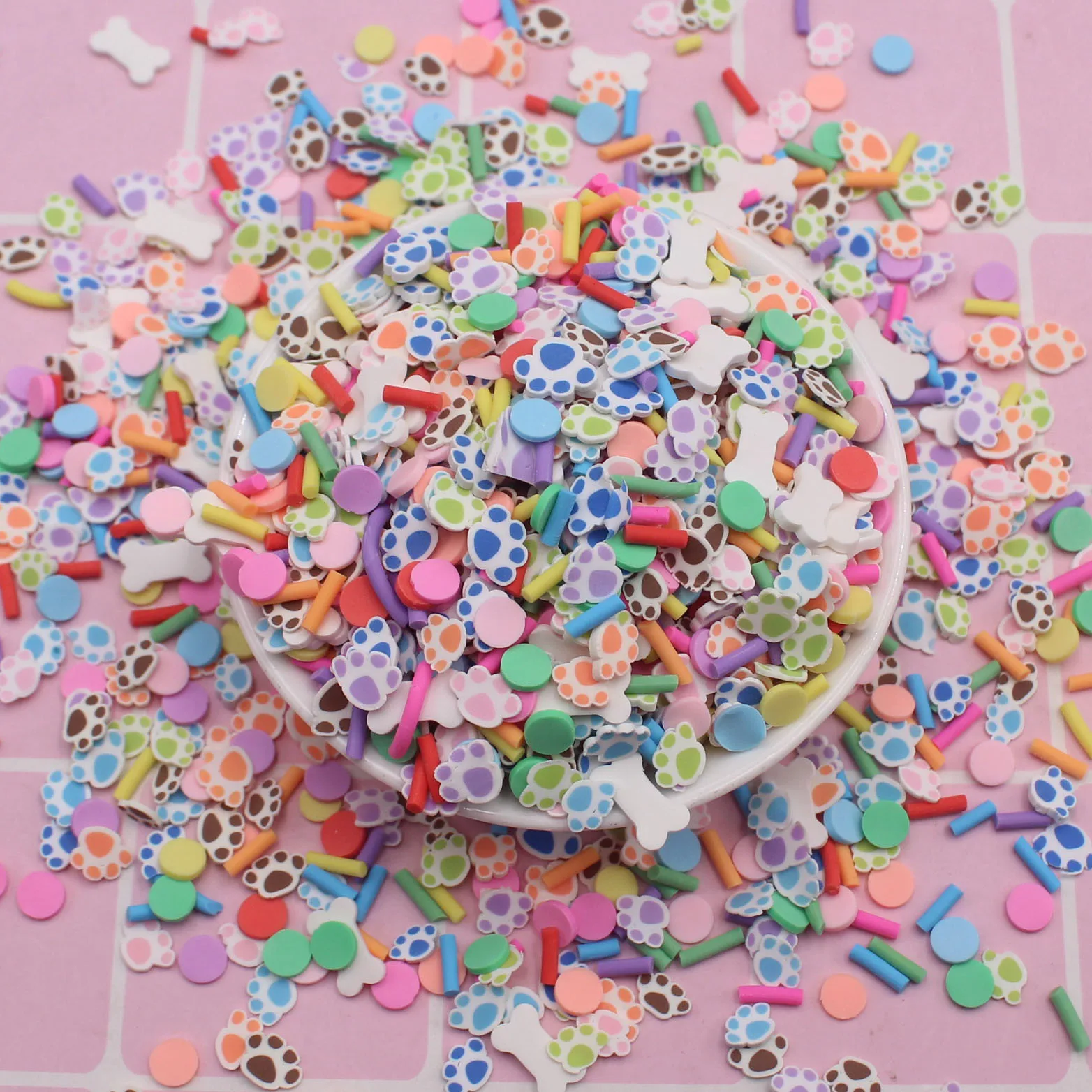 Wholesale 1kg Slime Decoration Accessories Fish Paws Fruits Hearts Polymer Clay Slices Miniature for DIY Crafts