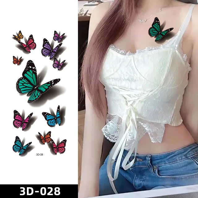 Hot Sale Sticker Designs Beauty Butterfly Body Tattoo 3d Tattoos Stickers