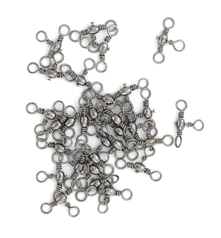 Wholesale 115pcs 2#4#6#8#10# three way t-turn ball bearing fishing swivels barrel cross-line swivel kit