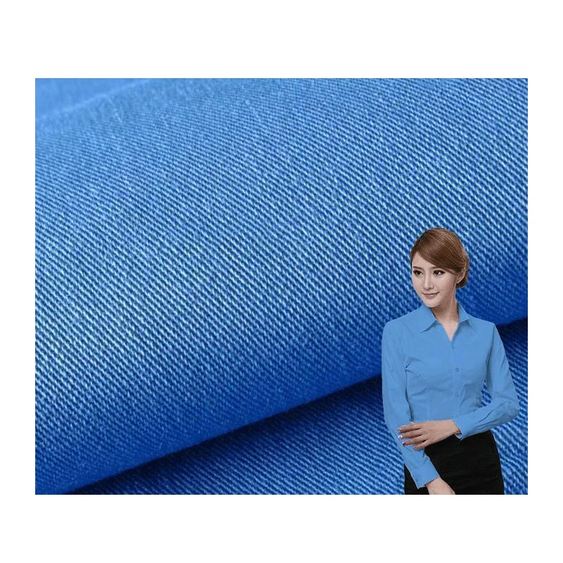OEKO-TEX High quality hot selling various colors CVC 2/1 twill solid fabric workwear fabric for shirts