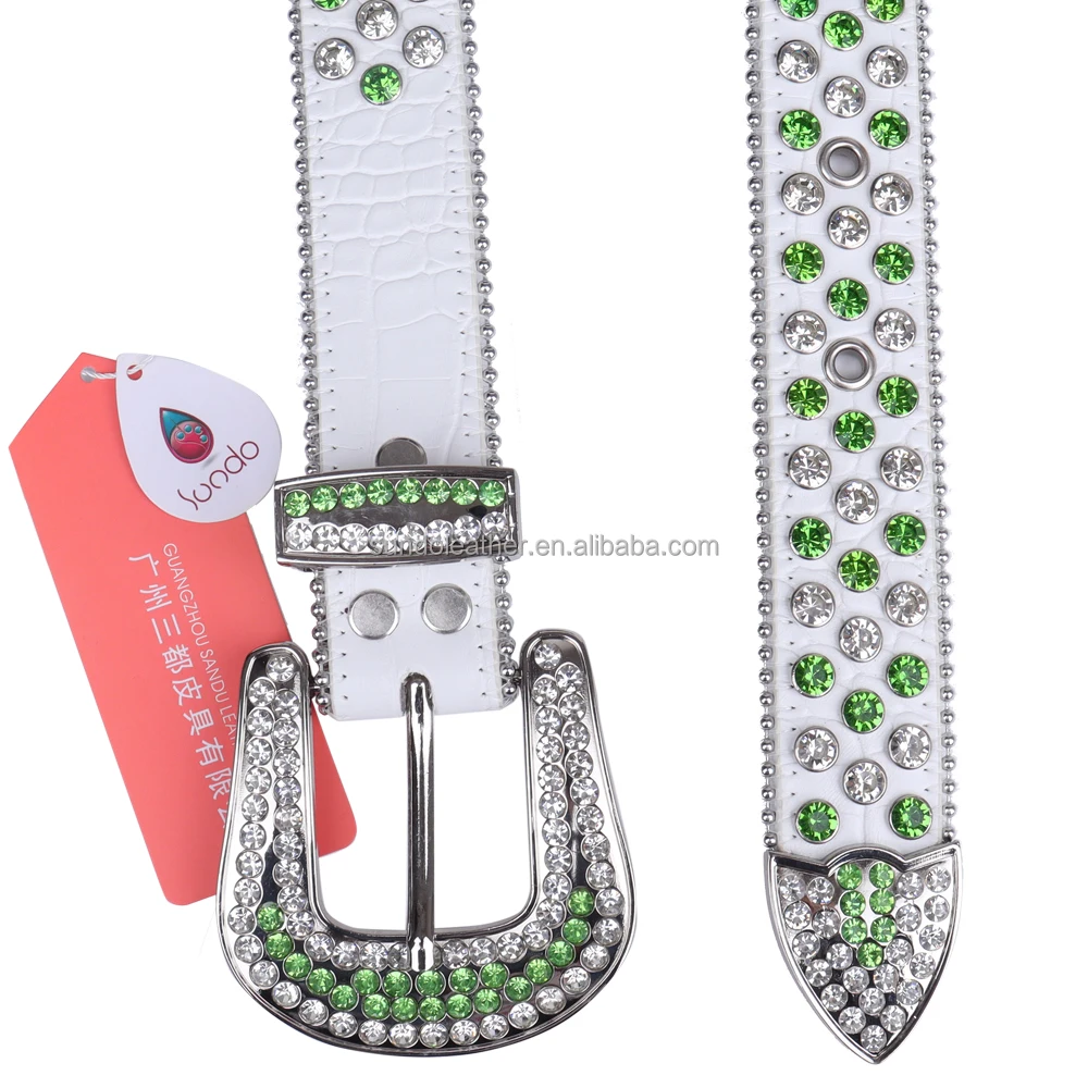 Luxurious Diamond Jeans Belts Fashion Thick Buckle Cowboy Studded Designer Leather Belts For Man