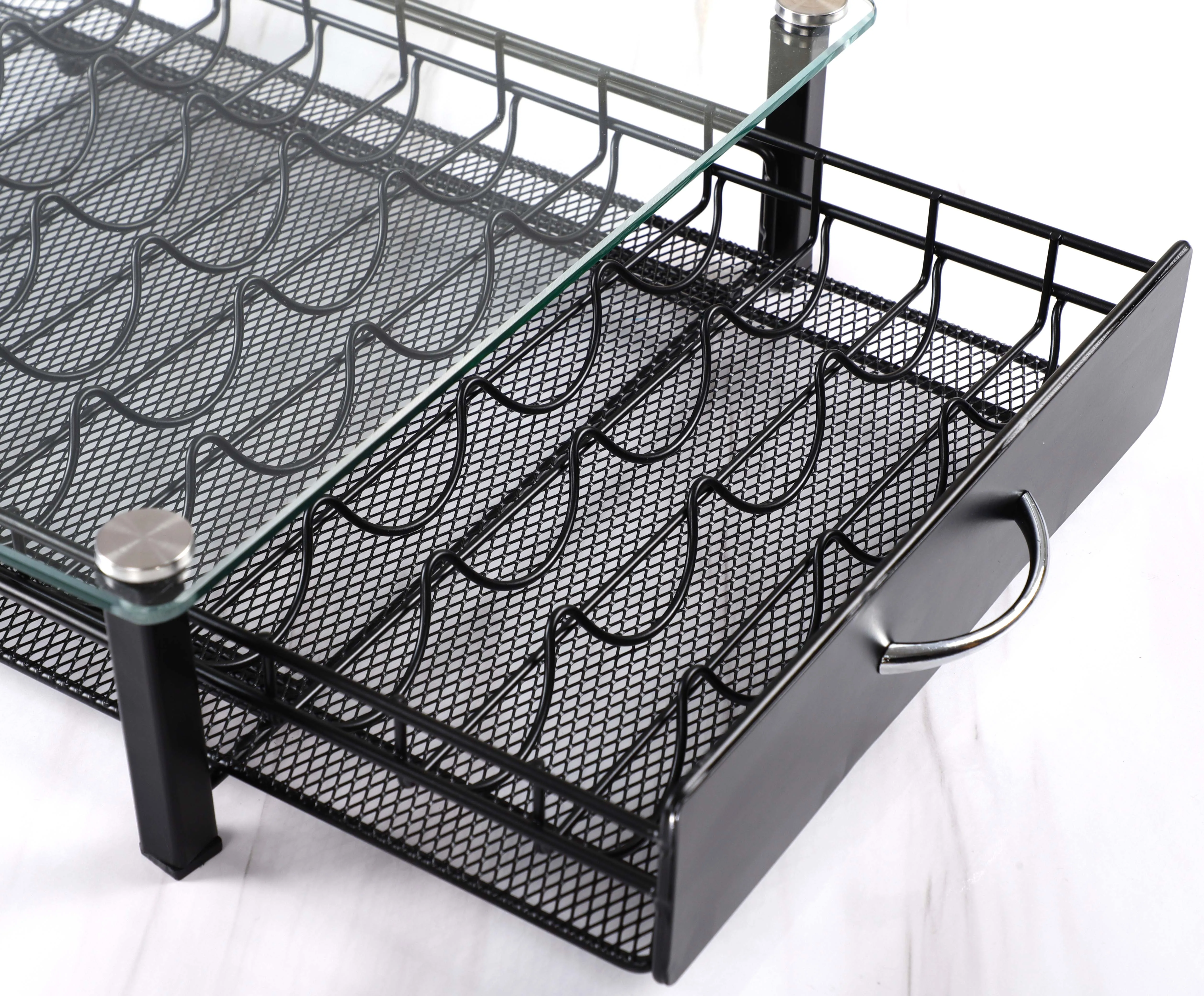 Developed design 40 pcs Coffee Capsule Holder Capsules Capacity Glass Drawer for Nespresso Vertuoline