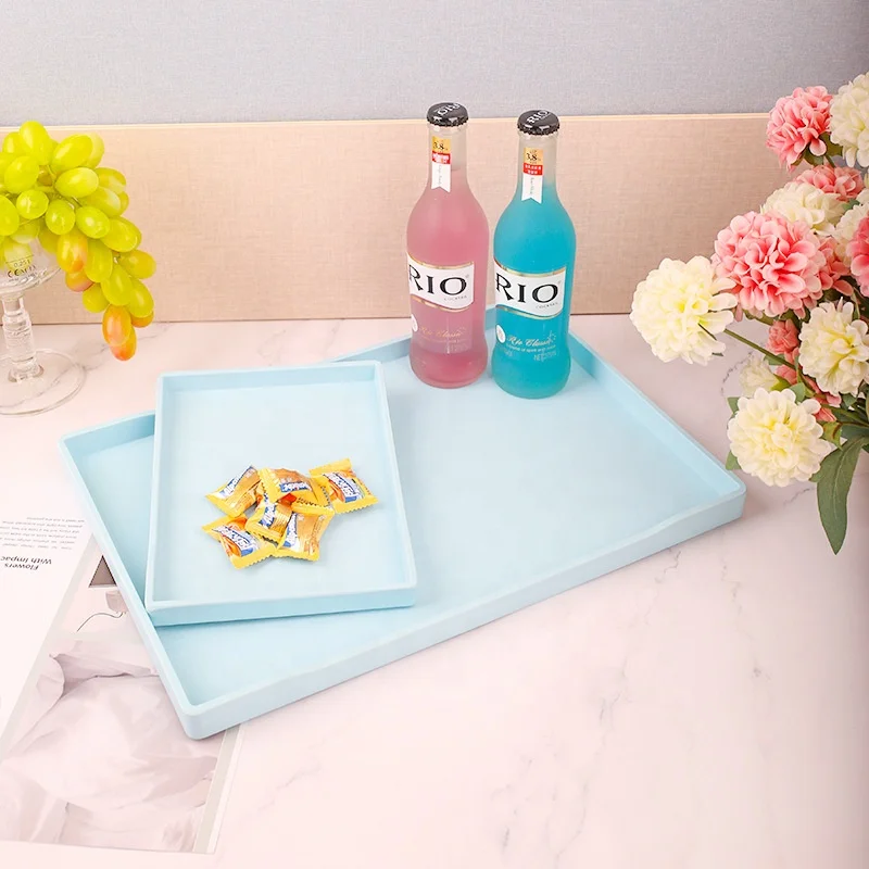 Straight edge color Plastic Serving Melamine Tray Stackable Thicken Melamine Tray For Restaurant Household Hotel