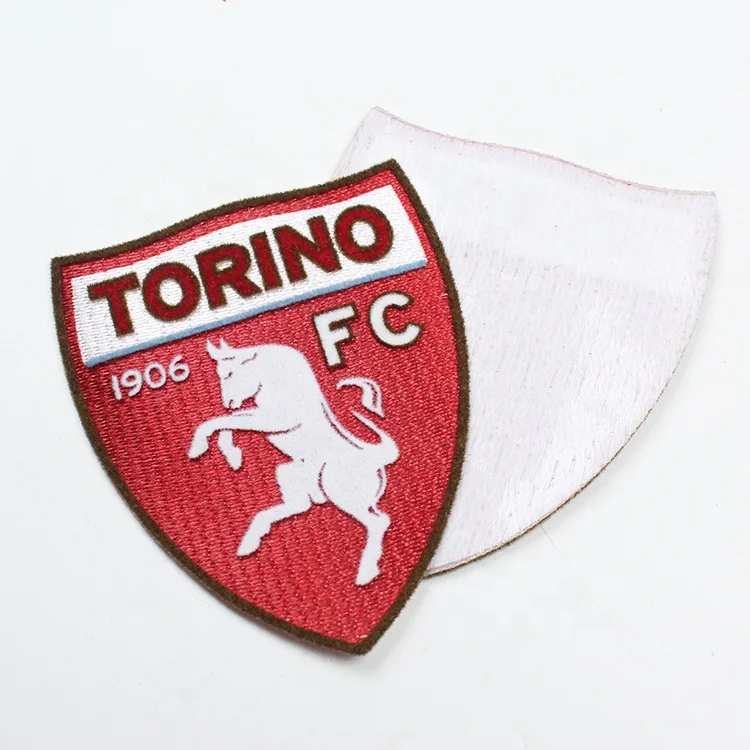 Custom 3D Club Sports Logo Flock Heat Transfer Patches with Tatami Background