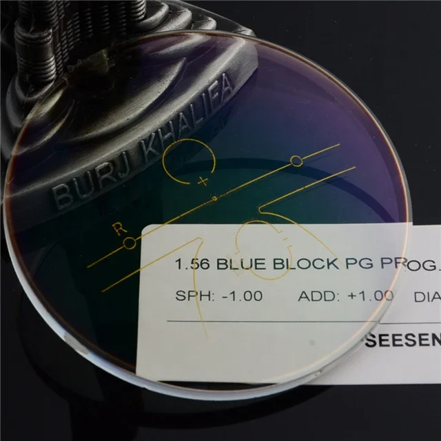 Danyang factory price 1.56 blue cut uv420 progressive HMC multifocal photochromic eyeglasses lenses