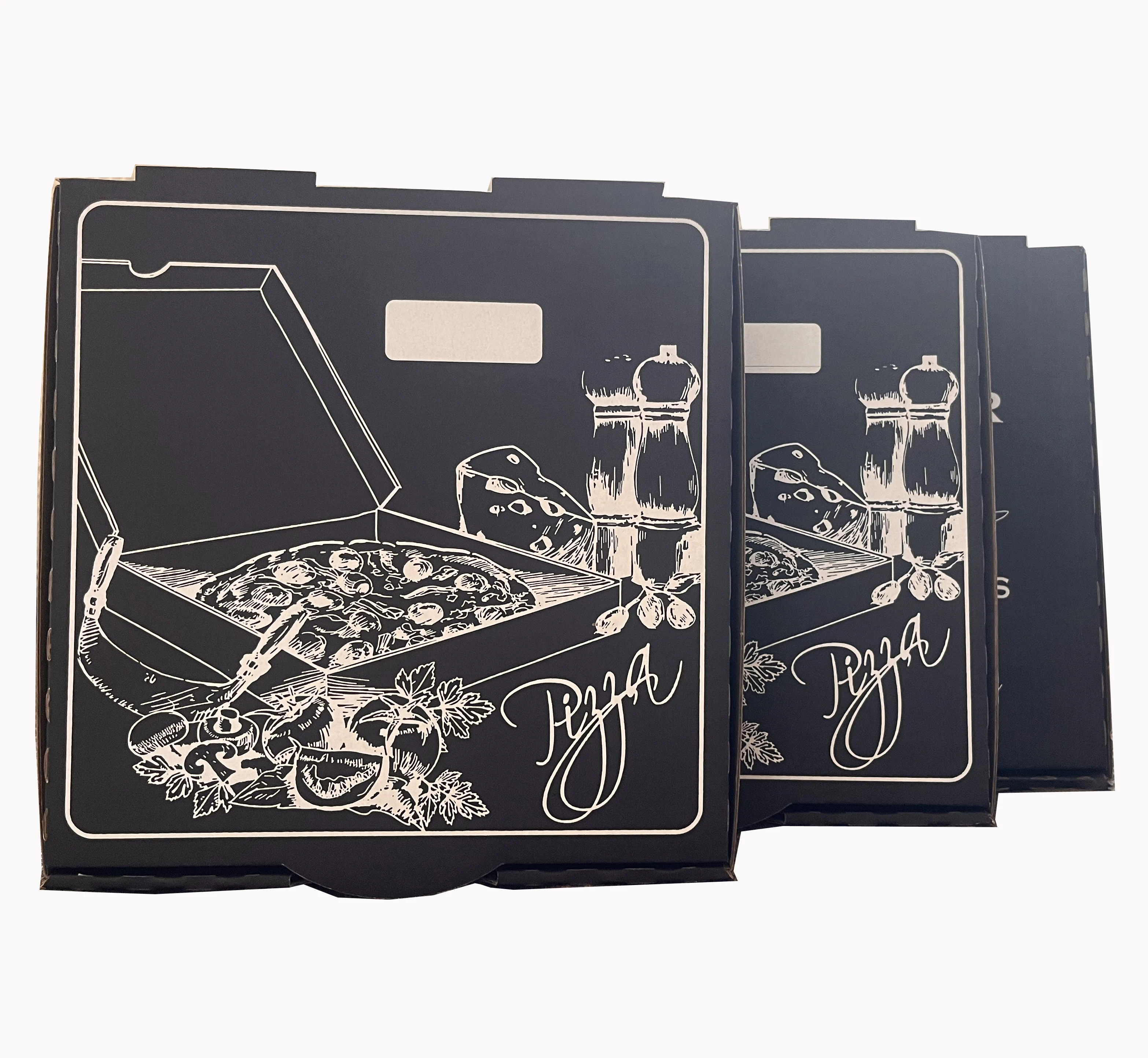 Factory Cheap Price Custom Packaging Black Pizza Box  with logo