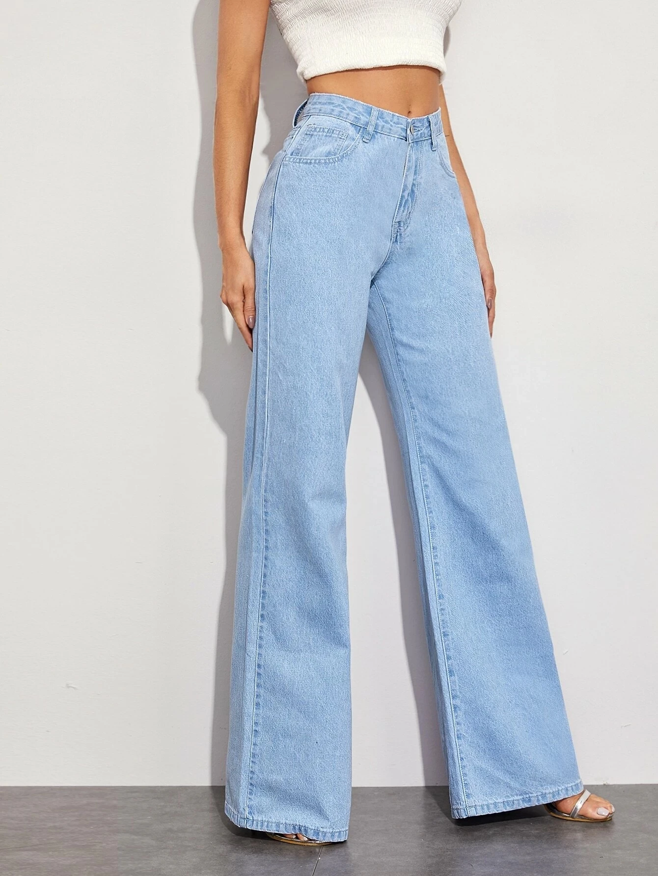 
Most Popular Products 2020 High Quality Light Wash Flare Pants Baggy Wide Leg Jeans 
