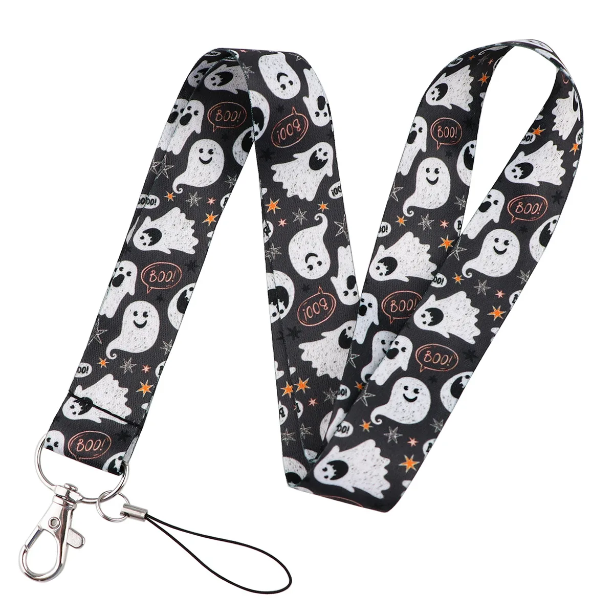 Wholesale Happy Halloween Polyester Neck Lanyard Children Trick or Treat Keychain Lanyard Candy Lanyard