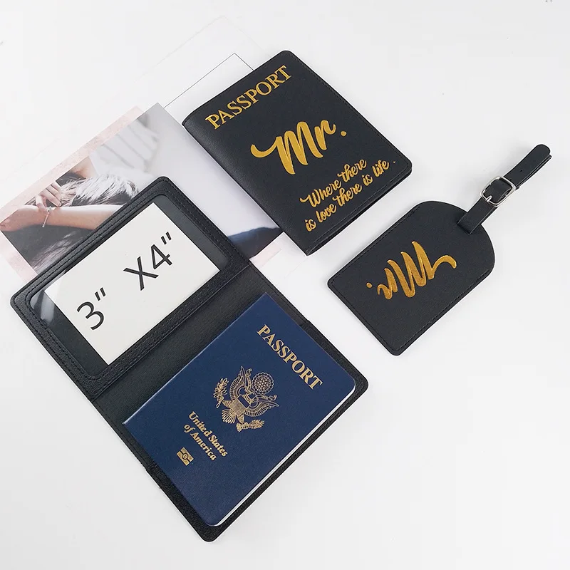 Mr and Mrs Luggage Tags & Passport Holder Set Cool Bridal Shower Gifts unique 2024 Wedding Gifts for couples