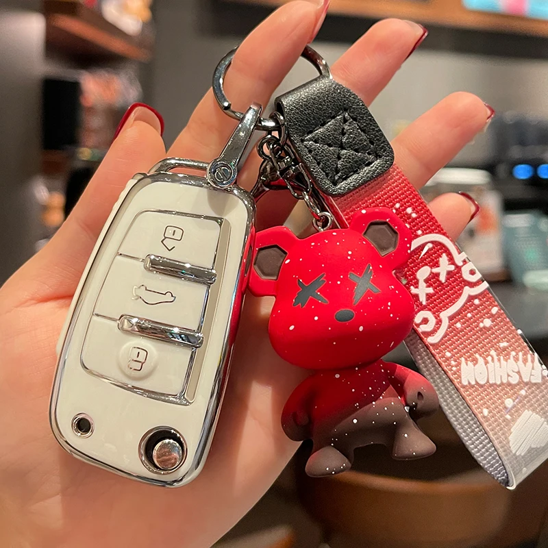 Car Key Flip Case Cover Shell For Audi A1 A3 A4 A5 A6 A7 Q2 Q3 Q5 S6 B6 B7 B8 C6 8P 8V 8L TT MK1 MK2 RS Keychain Men Accessories