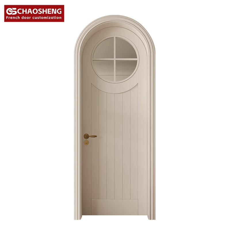 French style wooden house round glass wooden entry door single arch glazed door for living room